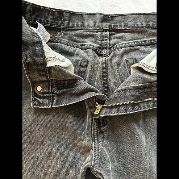 VTG Levis 505 Jeans Mens 35x32 Black Denim Regular Fit Straight Leg Mid Rise 90s - Picture 6 of 9